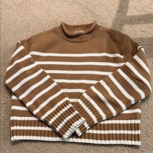 JCrew Rollneck Striped Brown and White Women's Sweater XS